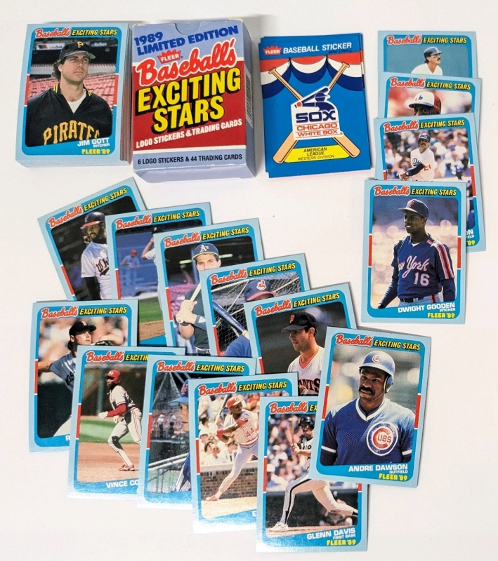 Vintage 1989 FLEET MLB Baseball's Exciting Cards : 6 Logo Stickers & 44 Trading Cards