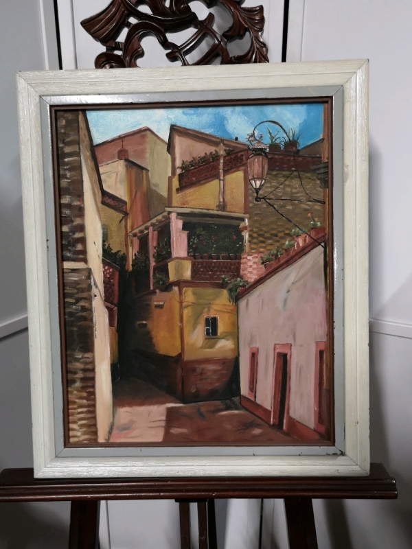 Vintage Framed Painting on Canvas -