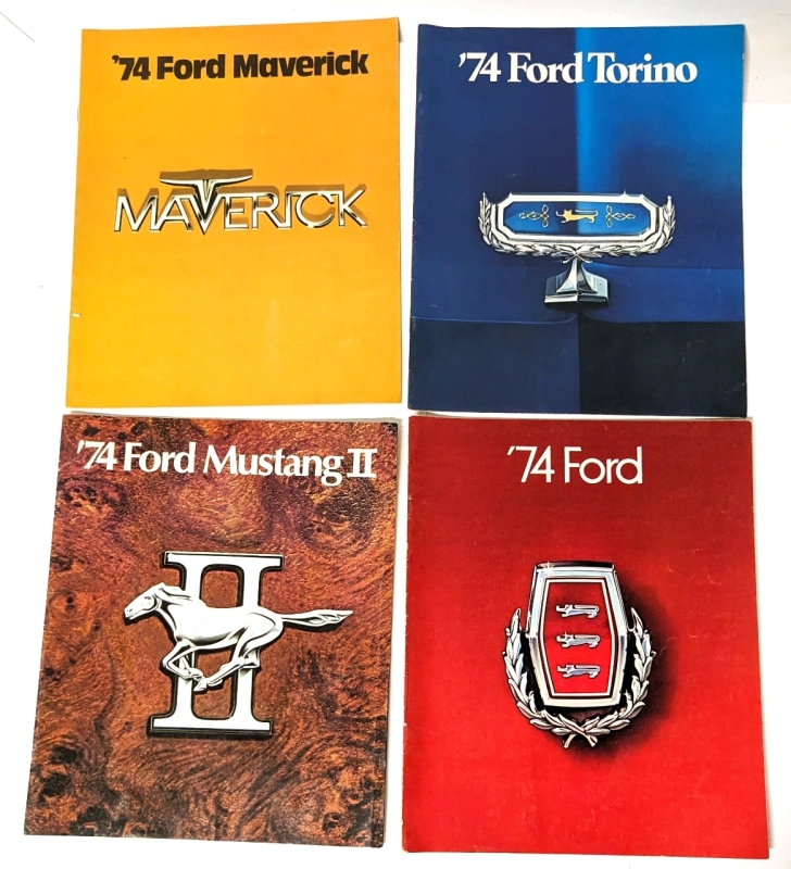 4 Vintage 1974 FORD Advertising/ Promotional Magazines : Mustang II, Torino, Maverick, and '74 Ford