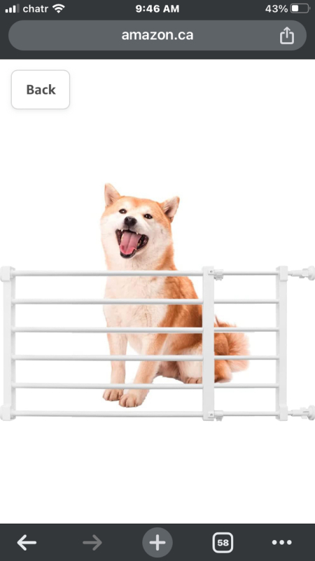 White Short Dog Gate Retractable 22"-39.37"