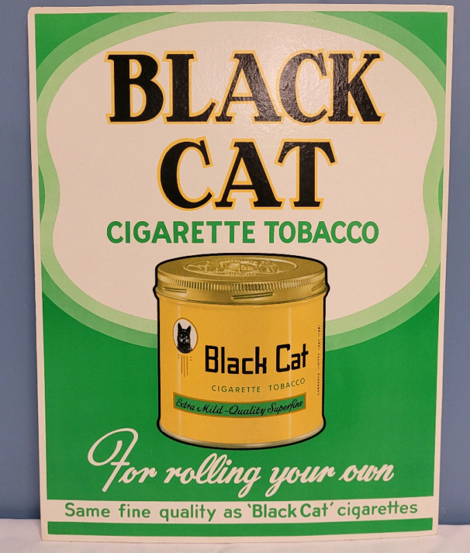 Black Cat Cigarette Tobacco Hard Stock Paper Advertising . Measures 10.5"×13.5"