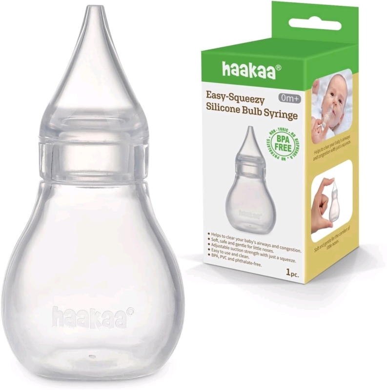 2 New HAAKAA Easy-Squeezy Silicone Bulb Syringe for Newborn Babies (and Older!)