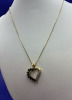 925 Sterling Gold over Floating Heart Necklace Earring Set - 3
