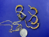 925 Sterling Gold over Floating Heart Necklace Earring Set - 6