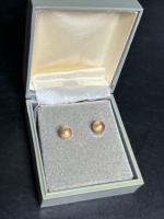 9 CT Brushed Gold Ball Stud Earrings