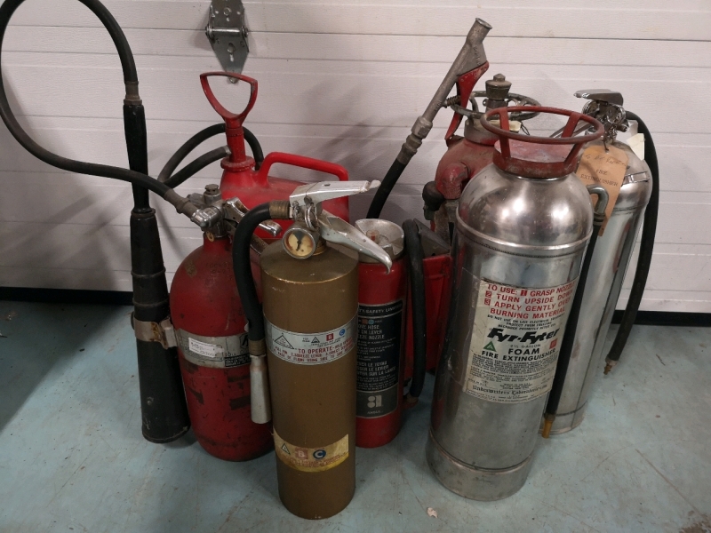 7 Vintage Fire Extinguishers - AS IS