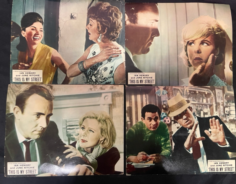 Four paper vintage lobby cards from &ldquo;this is my street&rdquo; 14&rdquo; by 11&rdquo;