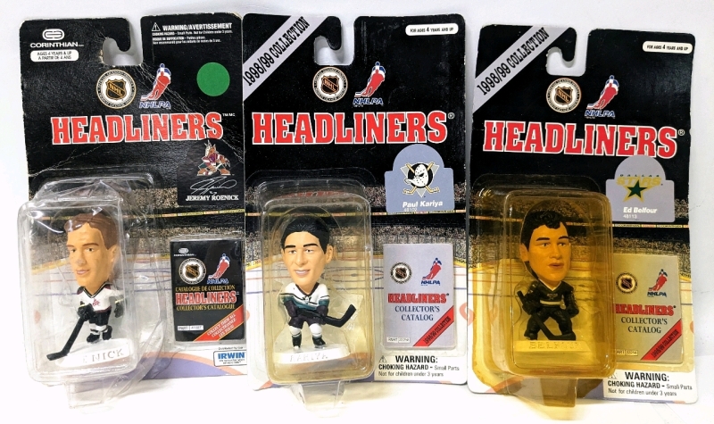 3 Vintage Sealed '97 & '98 NHL Headliners : Jeremy Roenick, Paul Kariya, Ed Belfour