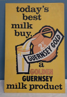 Vintage Gurnsey Gold 2% Milk Product Poster Board Sign