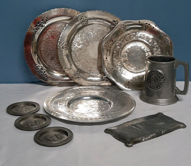 Vintage Metal Lot Silverplate Pewter and Aluminum