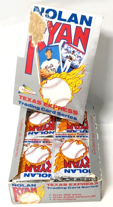 Vintage Pacific NOLAN RYAN Texas Express Trading Cards Retail Display Box with 36 Sealed Packs (12 Cards Per Pack, 432 Cards Total)