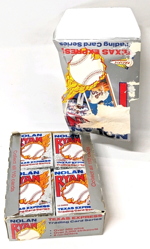 Vintage Pacific NOLAN RYAN Texas Express Trading Cards Retail Display Box with 36 Sealed Packs (12 Cards Per Pack, 432 Cards Total)