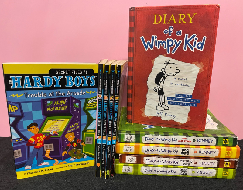 The Hardy Boys and Diary of a Wimpy Kid reading lot