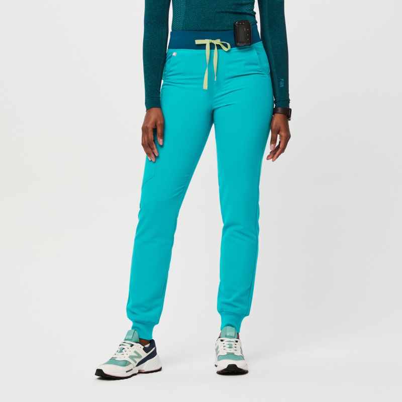 NEW FIGS women’s Teal High Waisted Zamora Johher Scrub Pants