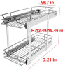 NEW Sikarou Pull Out Cabinet Organizer 7" W x 21" D 2-Tier Individual Slide Out Drawer Pantry Shelf Storage for Kitchen Base Cabinet Organization ​for Kitchen, Bathroom, Pantry, Chrome - 2