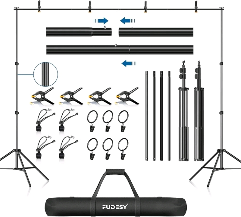 FUDESY Backdrop Stand 7x10Ft Adjustable Photography Background Support System Kit with Carry Bag