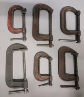 Vintage Metal C - Clamps , 2 3/4" to 5 3/4" . Six (6) Clamps