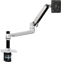 Amazon Basics Single Monitor Stand - Lift Engine Arm Mount, Aluminum - Silver