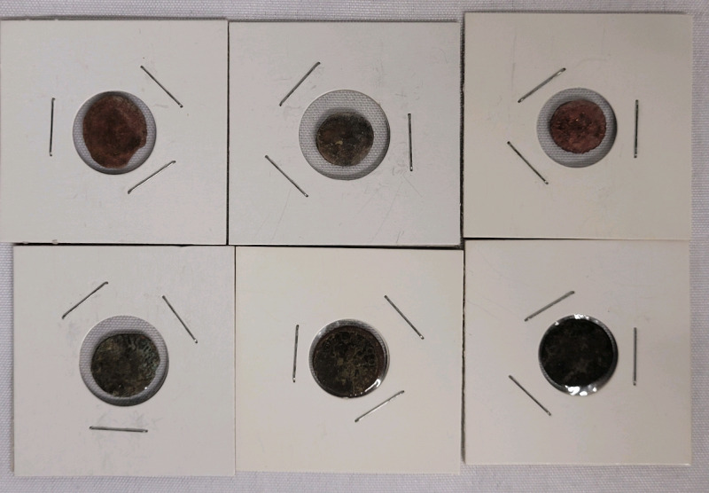 Ancient & Antique World Coins & Tokens in 2×2 Coin Holders . Hard To Make Out Hallmarks on Coins