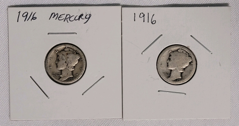 1916 United States of America Mercury Dimes , Two (2) Dimes