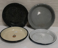 Vintage 4 Pie Plates Granite Ware and Tin