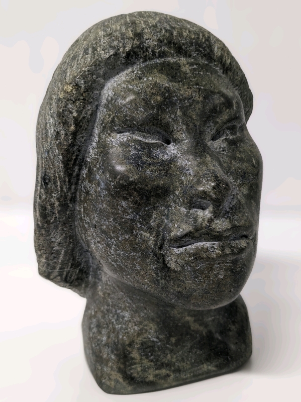 Stunning Signed Henry Evaluardjuk (1923–2007) Carved Soapstone Head Inuit Arts 9" Tall