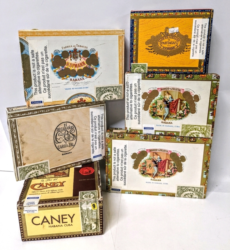 6 Vintage Havana Cuban Cigar Boxes : Chaney, Hupmann, Partagas & Romeo Y Julieta