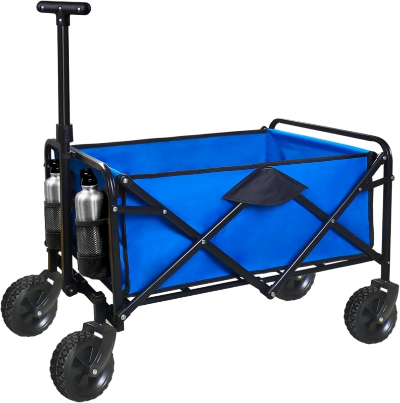 New HHXRISE Collapsible Folding Wagon Cart, Utility Wagon Cart Outdoor, Heavy Duty Garden Portable Hand Cart,