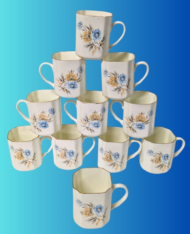 11 UPC Royal Bone China Coffee Mugs Made in India