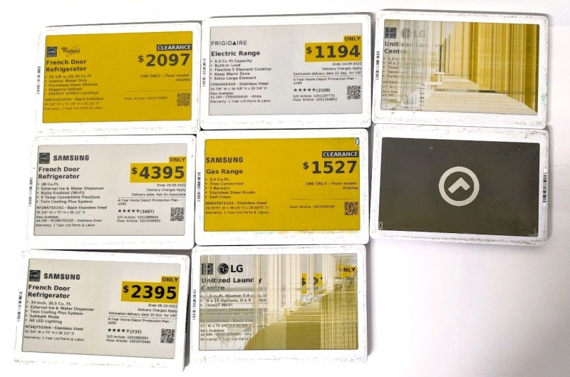 8 CHROMA 74+ Electronic Price Tags / Shelf Labels Each: 7.2" x 4.75" x 0.3" (As-Is)