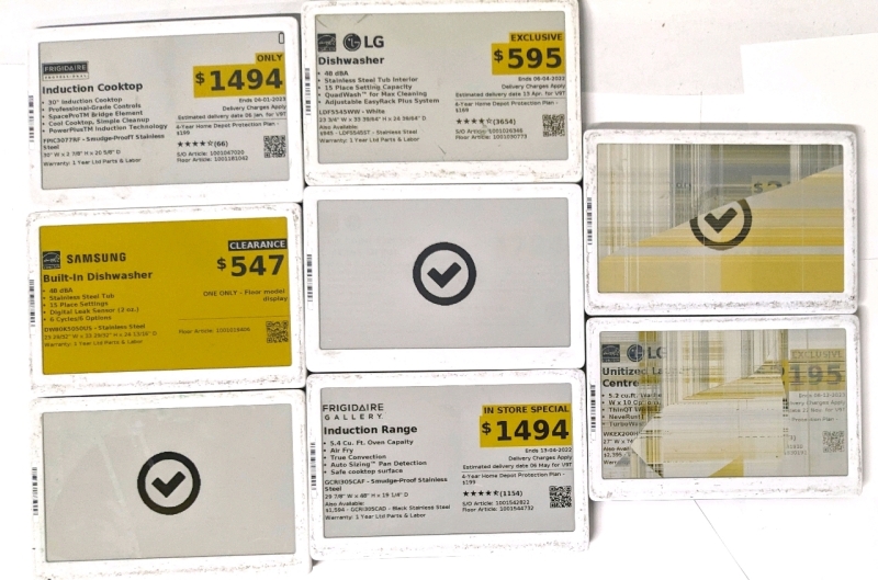 8 CHROMA 74+ Electronic Price Tags / Shelf Labels Each: 7.2" x 4.75" x 0.3" (As-Is)