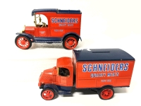 ERTL Diecast SCHNEIDER'S Truck Coin Banks : Replica Mac 126 Bulldog Numbered 09350 & Replica Ford 1913 Model T Van Numbered 15046