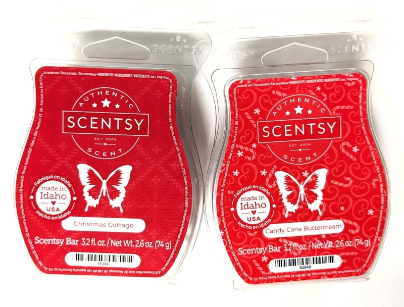 2 New SCENTSY BARS 74g ea (Christmas Cottage & Candy Cane Buttercream)