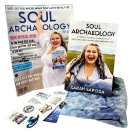New SOUL ARCHAEOLOGY Paperback Book by Sarah Sapora with July 2023 Magazine, Stickers & 78" x 13" Hand-Dyed Lightweight Scarf