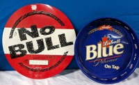 Labal Blue Tray and No Bull Sign