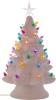New Creative Hobbies Ready To Paint Large 13.25" Tall Ceramic Bisque Christmas Tree & Base - Lights Up! - Electrical Cord, Bulb, Multi-Colored Light Pegs, Star Included