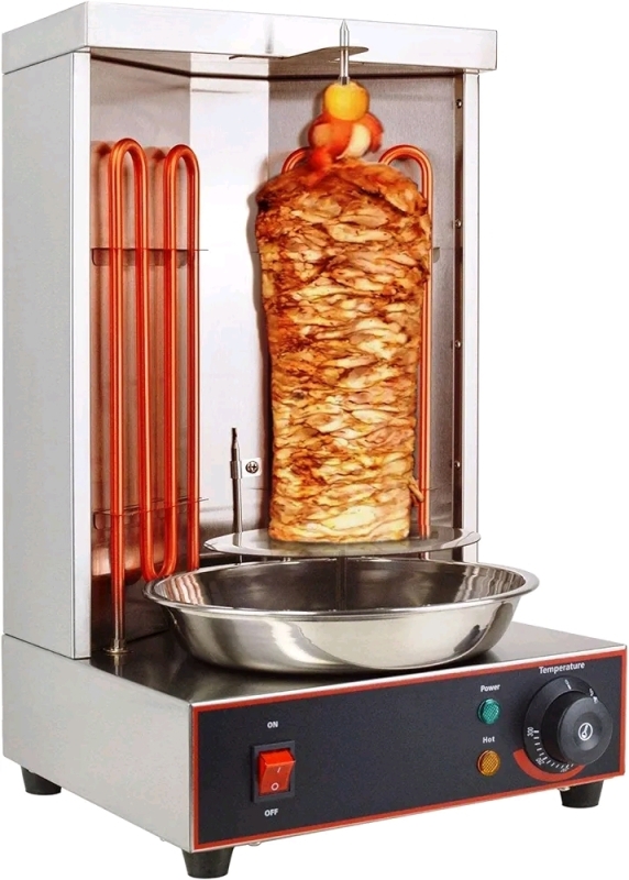 LiBai Shawarma Machine Electric Vertical Kebab Grill Gyro Rotisserie Oven Meat Broiler with 2 Heating Tubes Stainless Steel Body 110V For Home or Professional Kitchen 11.8 X 11.8 X 18.9 Powers up