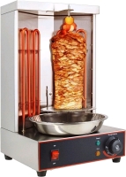 LiBai Shawarma Machine Electric Vertical Kebab Grill Gyro Rotisserie Oven Meat Broiler with 2 Heating Tubes Stainless Steel Body 110V For Home or Professional Kitchen 11.8 X 11.8 X 18.9 Powers up