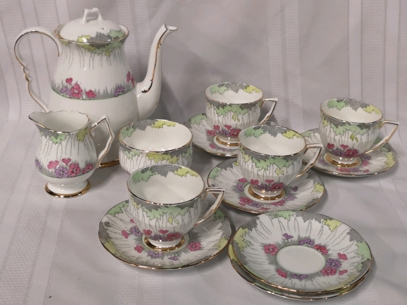 Lovely Vintage Royal Stafford Teapot, Cups, Saucers and Creamer & Sugar