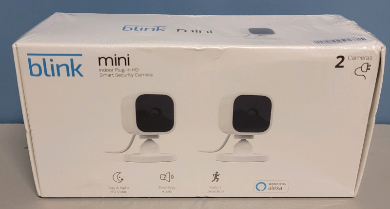 New - Blink Mini Dual Camera Indoor Plug-In HD Smart Security Camera , Sealed