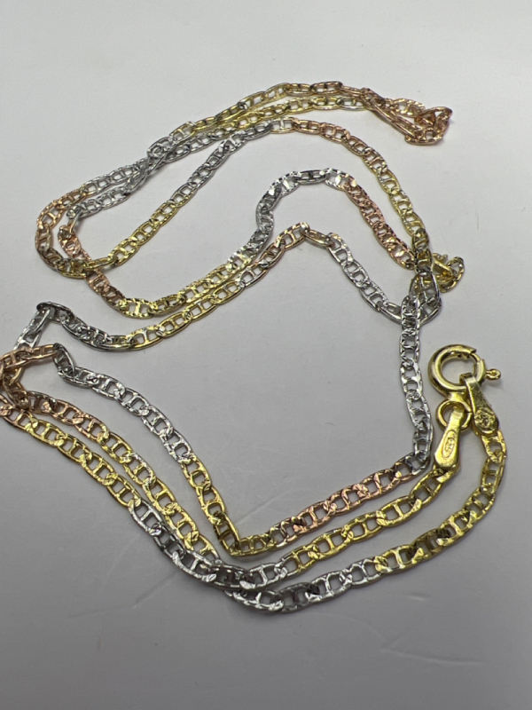 Tri Coloured 925 Sterling Marinar Chain stamped