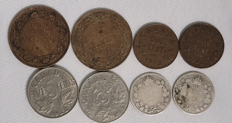 1919 - 1933 Canadian King George V Coin Lot . 8 Coins