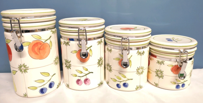 4 CIC Ceramic Canisters - Fruit Design