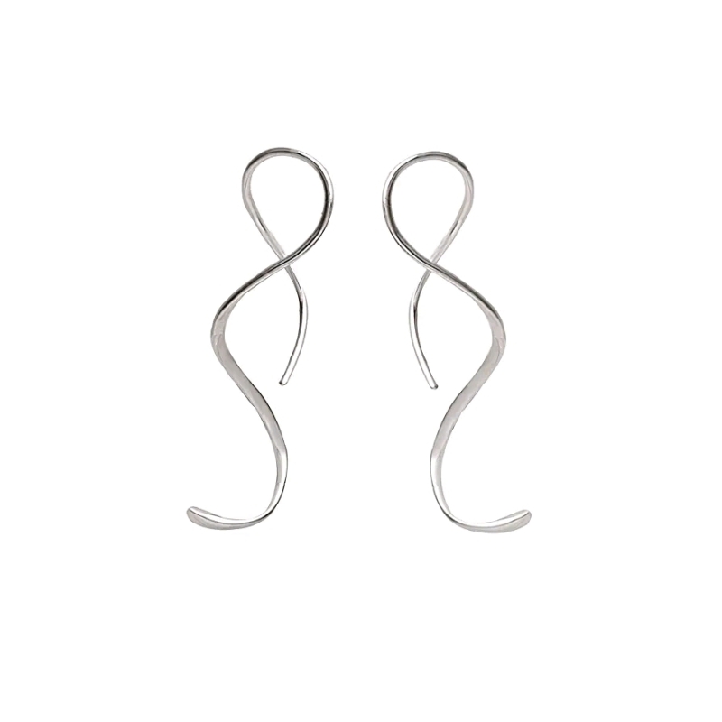 New Beixiter Spiral Threader Earrings 925 Sterling Silver Twisted Linear Curved Pull Through Earrings