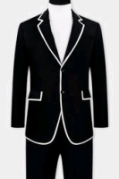 NEW French Crown Black and White Suit No Size Label Pant Waist 38 inches Inseam 31 inches Suit Jacket from Shoulder to Shoulder 18 inches