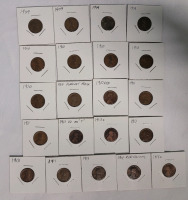 1909 - 1915 USA Lincoln Wheat Penny Lot . 21 Pennies in 2×2 Coin Holders