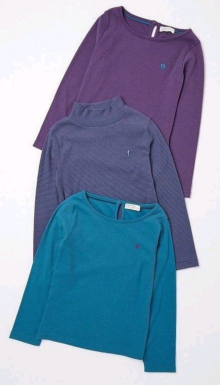 New Fat Face Long Sleeve Rib T-shirts 3 Pack ( Girls Size 10/11)