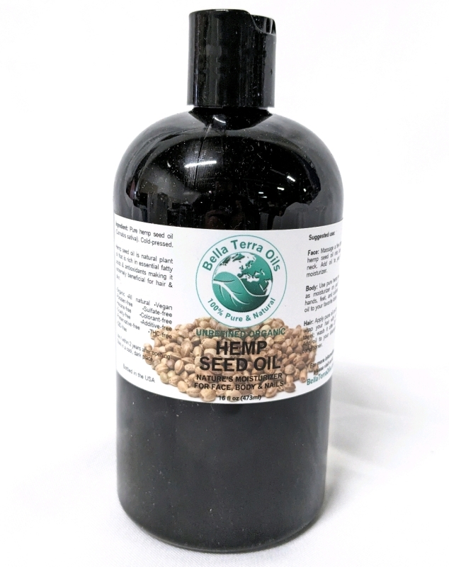 New Bella Terra Oils Unrefined Organic HEMP SEED OIL 473ml