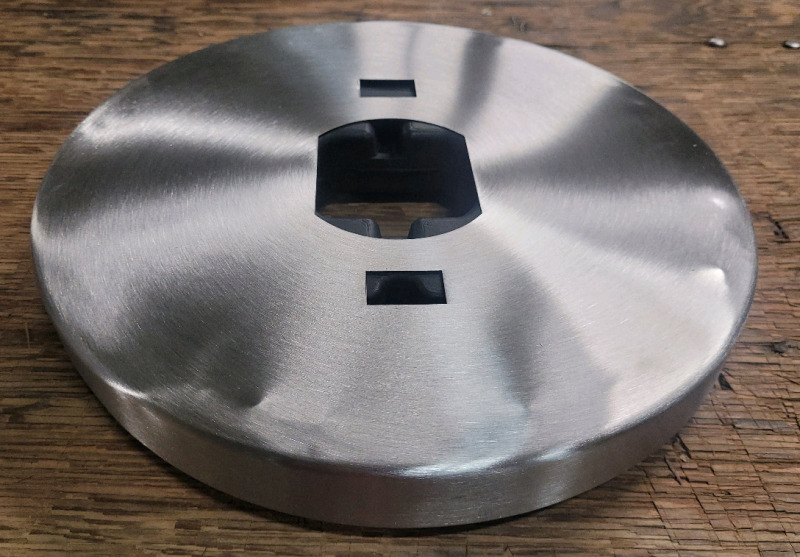 New - Circular Weighted Metal Pole Base , measures 11 1/4" diameter