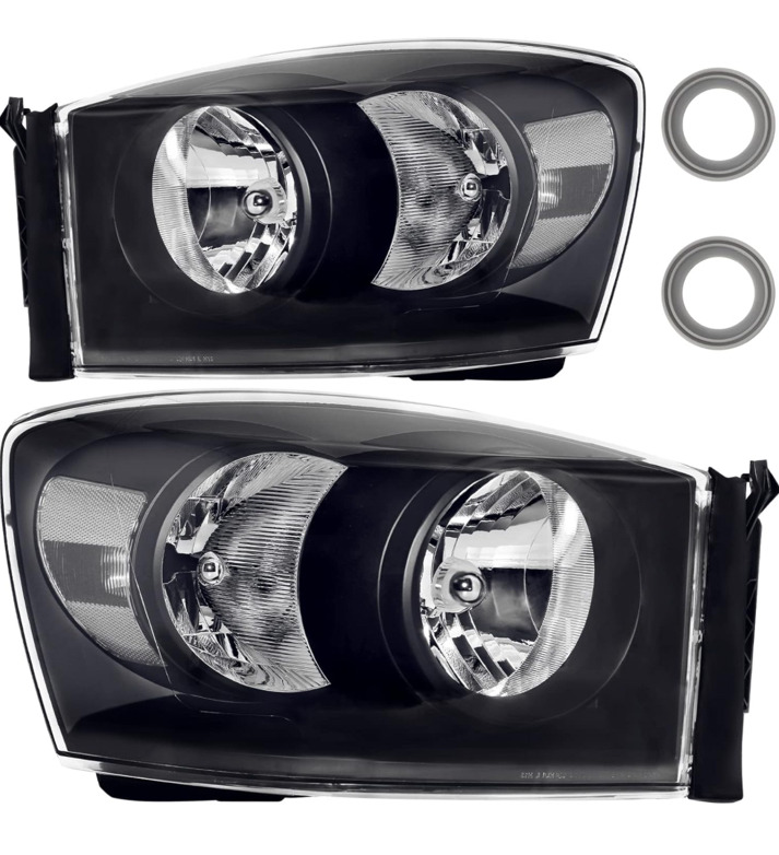 NEW Bincmay 2006 dodge ram headlights OE (Black Housing Clear Relfector)